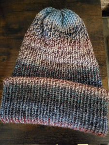 Beanie Cap- Hyacinth Reversible Country Craft Barn Knit Hat (#2013)