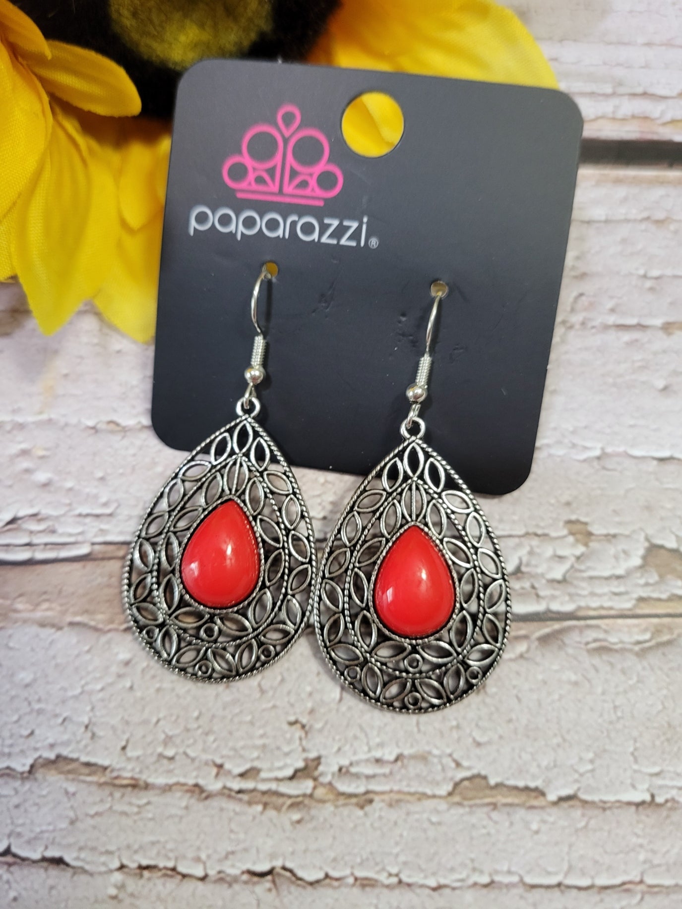 Fanciful Droplets - Red Paparazzi Earrings (PZ-3853)