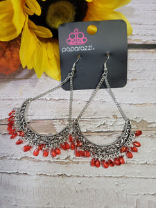 Orchard Odyssey - red - Paparazzi earrings (PZ-3907)