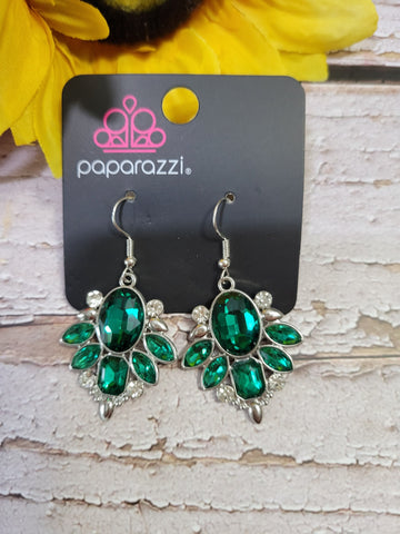 Glitzy Go-Getter - Green Paparazzi Earrings