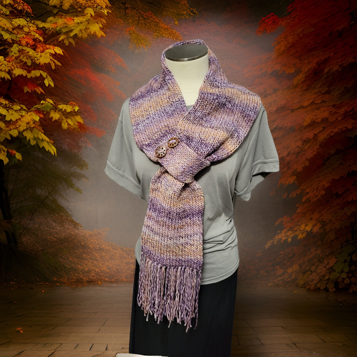 Button Tab Scarf - Lavender Bellini Country Craft Barn