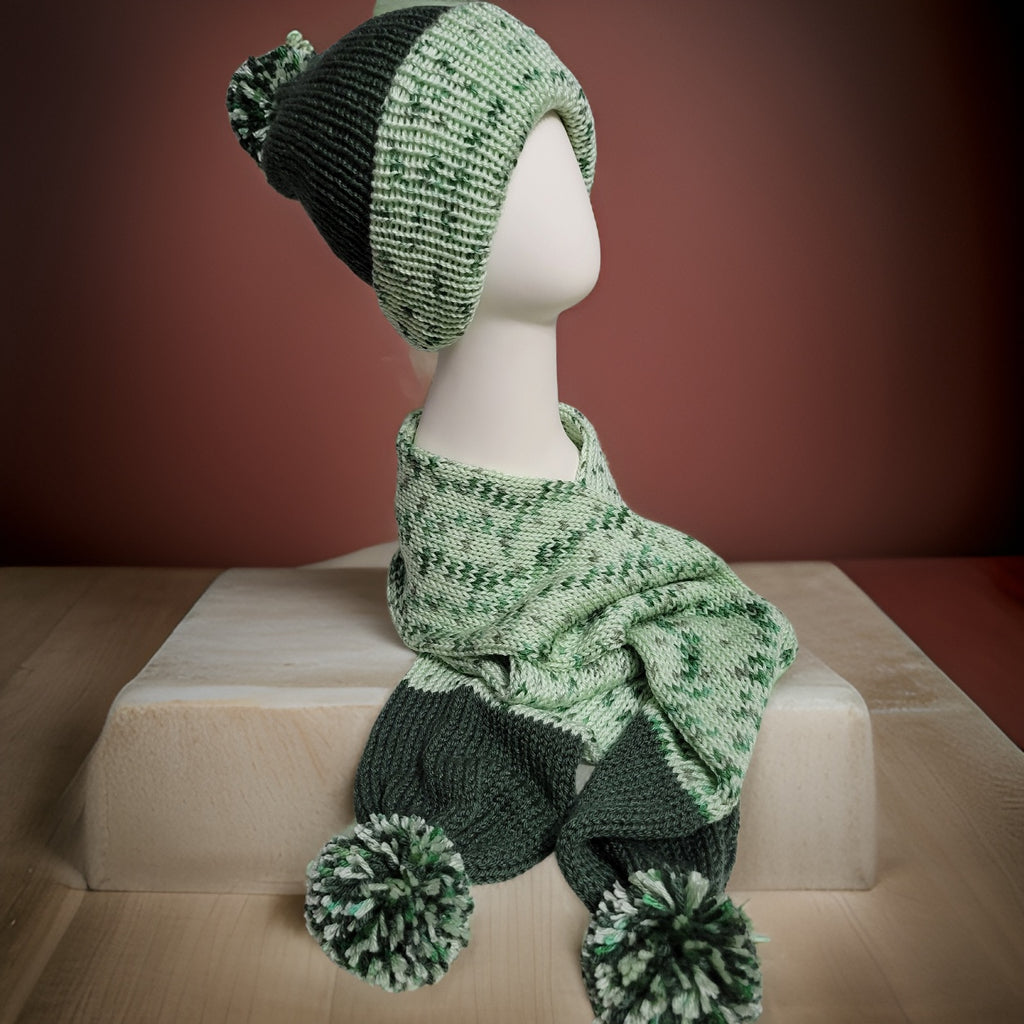 White Sage and Pine Heather - Country Craft Barn Scarf Set (SFS-3003)