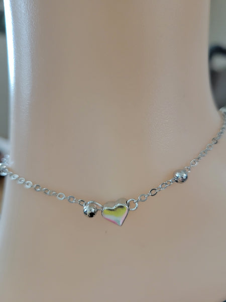 Heart (Small) - Silver Country Craft Barn Anklet (#4010)