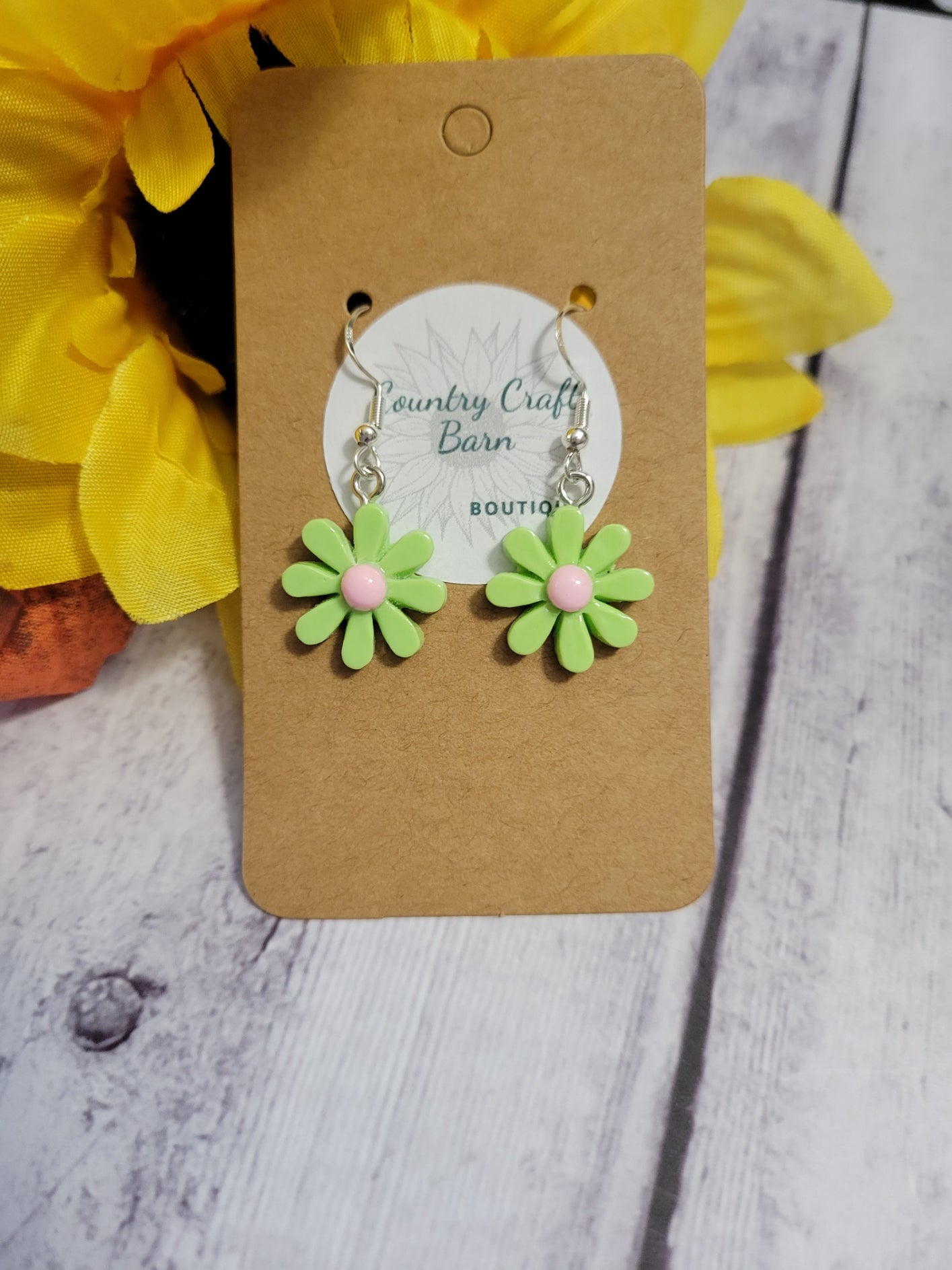 Whimsical Daisies - Green Country Craft Barn Earrings (#128)