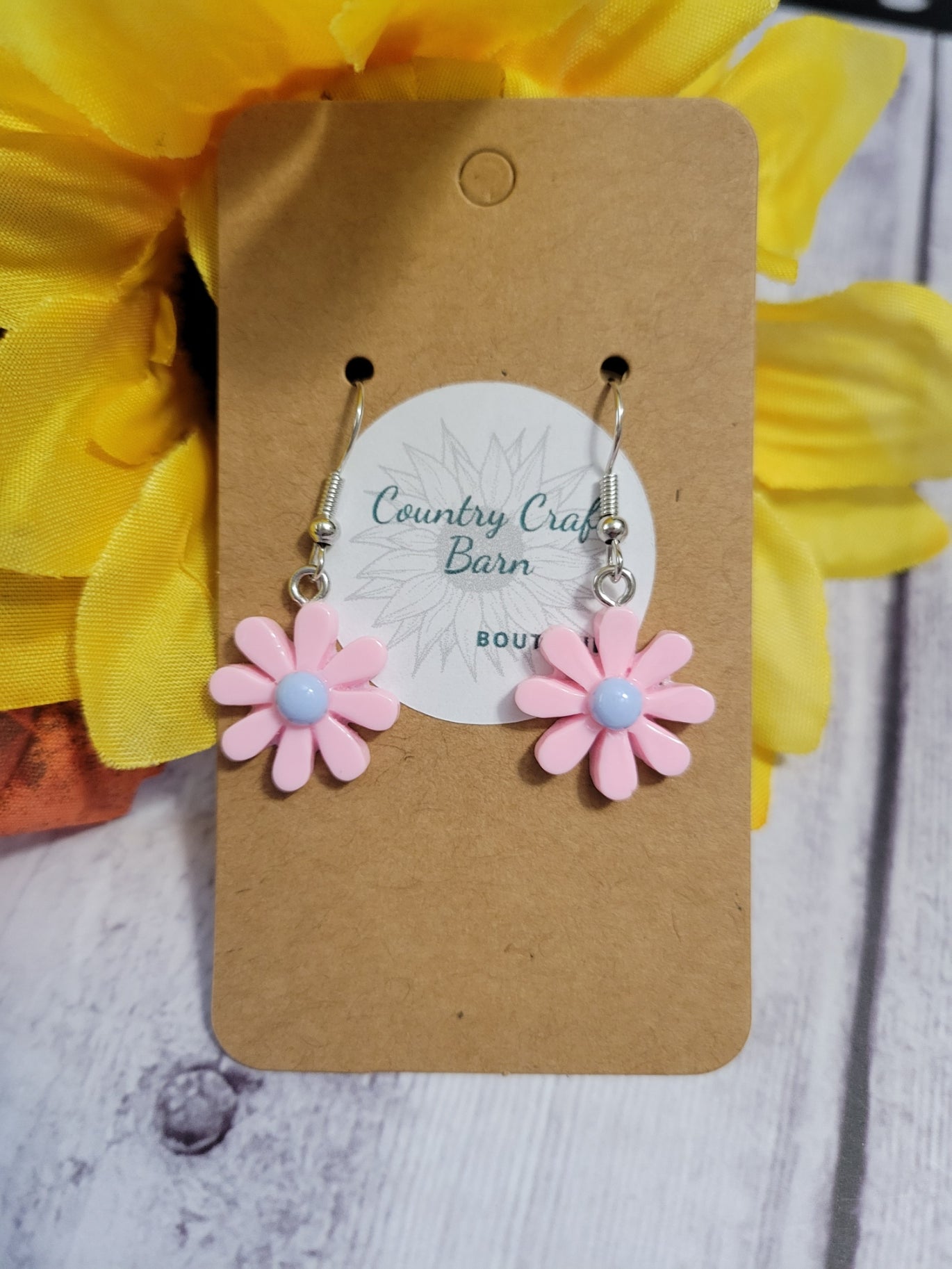 Whimsical Daisies - Light Pink Country Craft Barn Earrings (#126)