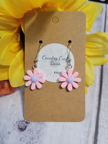 Whimsical Daisies - Light Pink Country Craft Barn Earrings (#126)