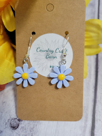 Whimsical Daisies - Blue Country Craft Barn Earrings (#125)