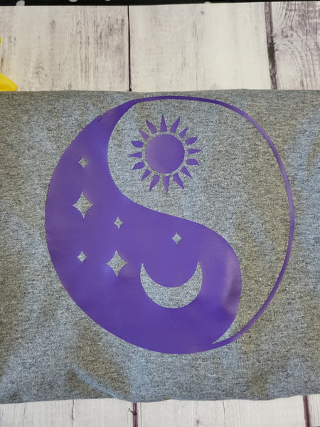 Celestial Yin Yang - Grey/Purple - Country Craft Barn T Shirt (S002)