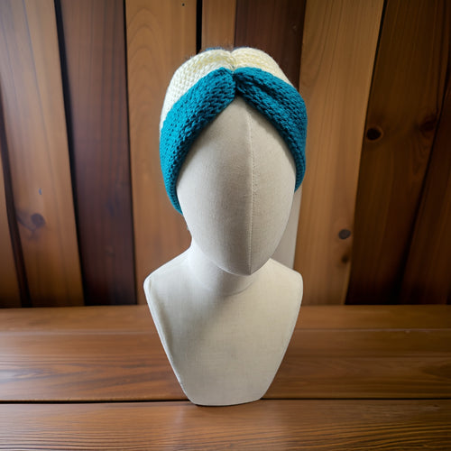 Cinch Front Headband - Off White/Peacock Country Craft Barn Ear Warmer (HB-929)