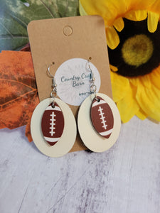 Football - White Country Craft Barn Earrings (#132)