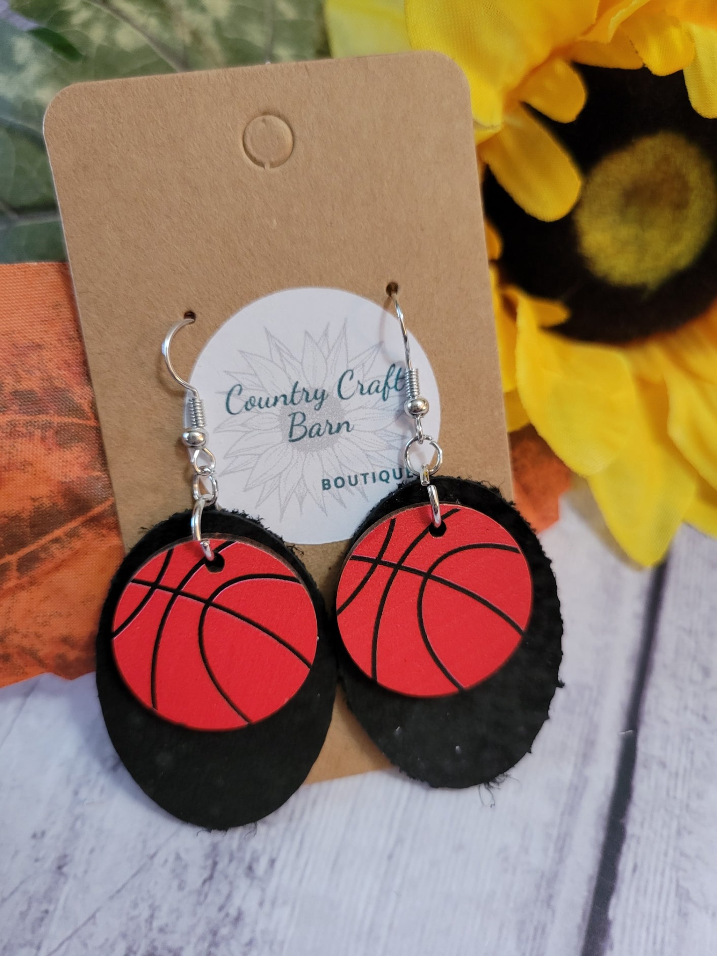 Basketball - Black Country Craft Barn Earrings (#131)