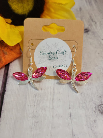 Dragonfly Fun - Dark Pink Country Craft Barn Earrings