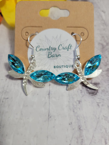 Dragonfly Fun - Aqua Blue Country Craft Barn Earrings