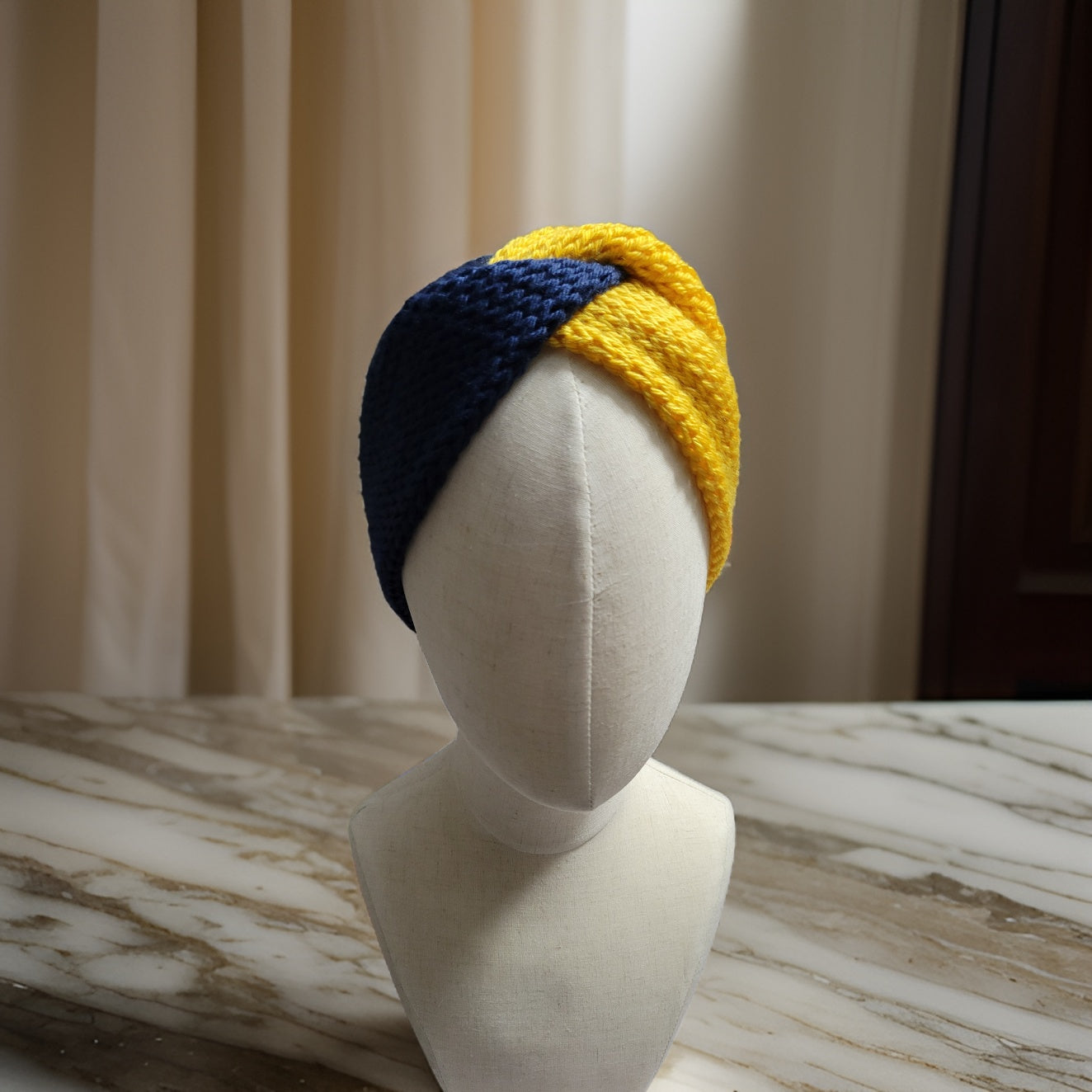 Team Spirit Cross Knit Headband/Ear Warmer - Navy/Gold Country Craft Barn (#931)