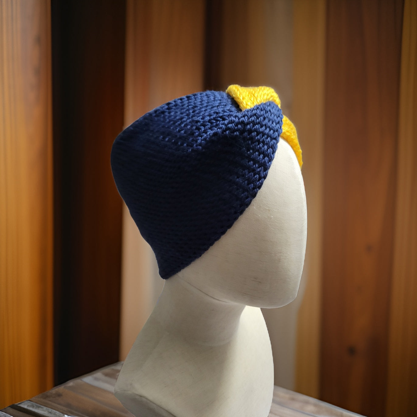 Team Spirit Cross Knit Headband/Ear Warmer - Navy/Gold Country Craft Barn (#931)