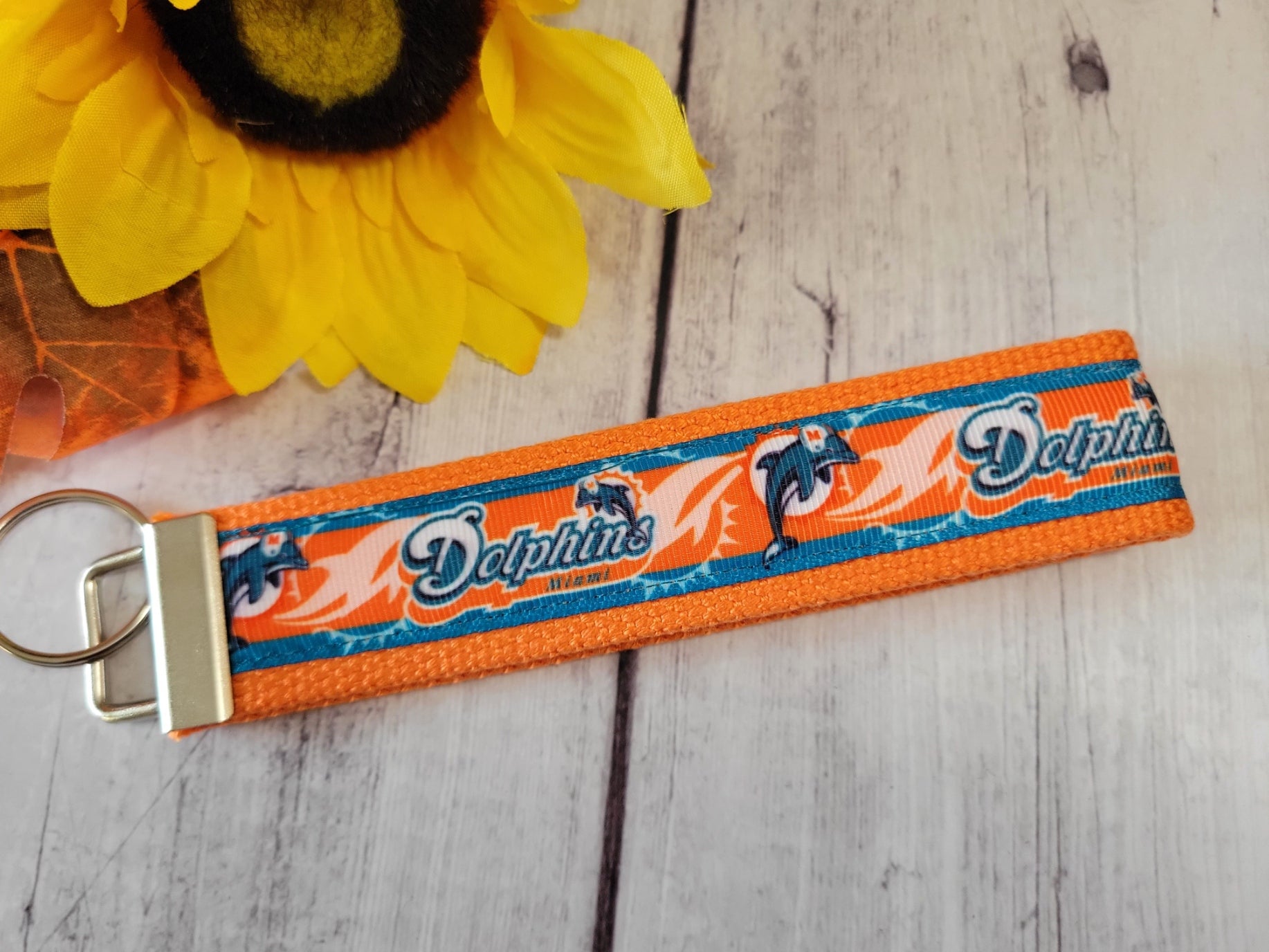 Miami Dolphins Inspired - Orange Country Craft Barn Key Chain/FOB (#72)