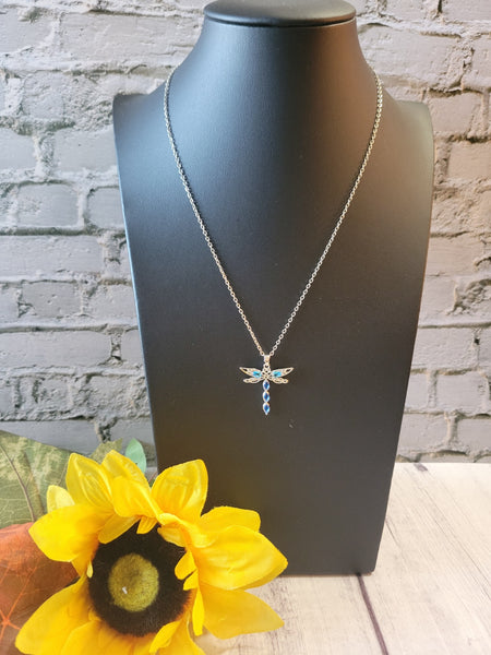 Beautiful Little Dragonfly - Blue Country Craft Barn Necklace (#551)