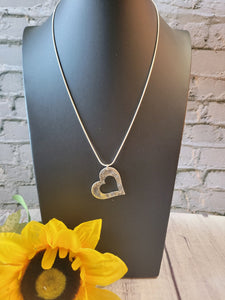 Textured Heart - Silver Country Craft Barn Necklace (#548)