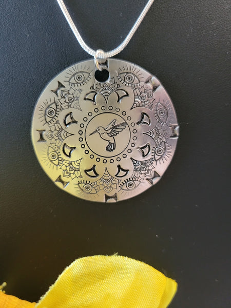 Hummingbird Mandala - Silver Country Craft Barn Necklace (#556)