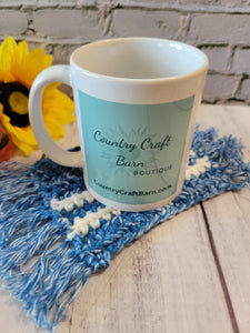 Mug Rug - Denim Blue Double Stripe Country Craft Barn Coasters