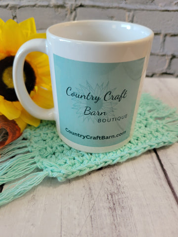 Mug Rug - Pastel Blue Country Craft Barn Coasters (#807)