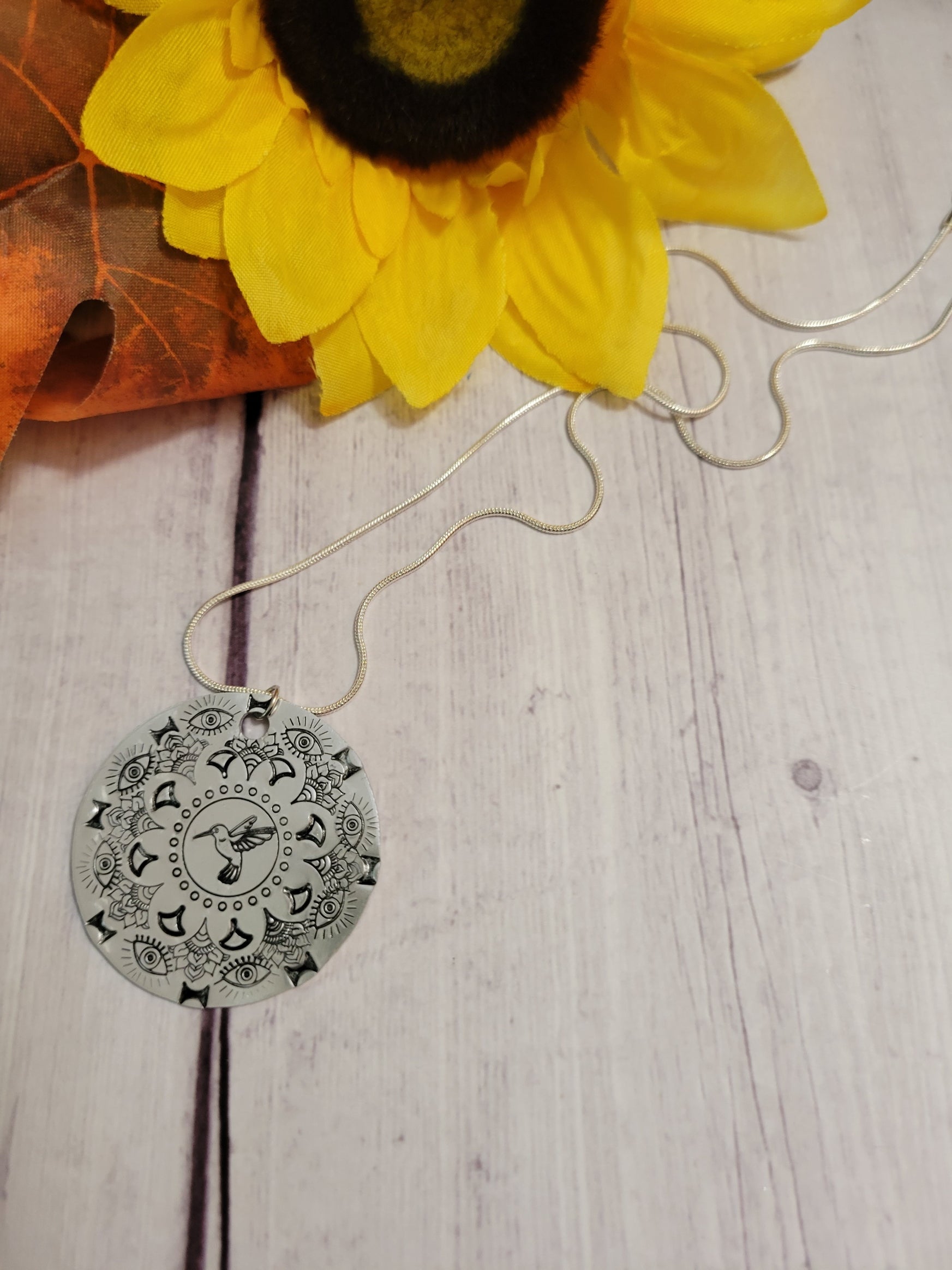 Hummingbird Mandala - Silver Country Craft Barn Necklace (#556)