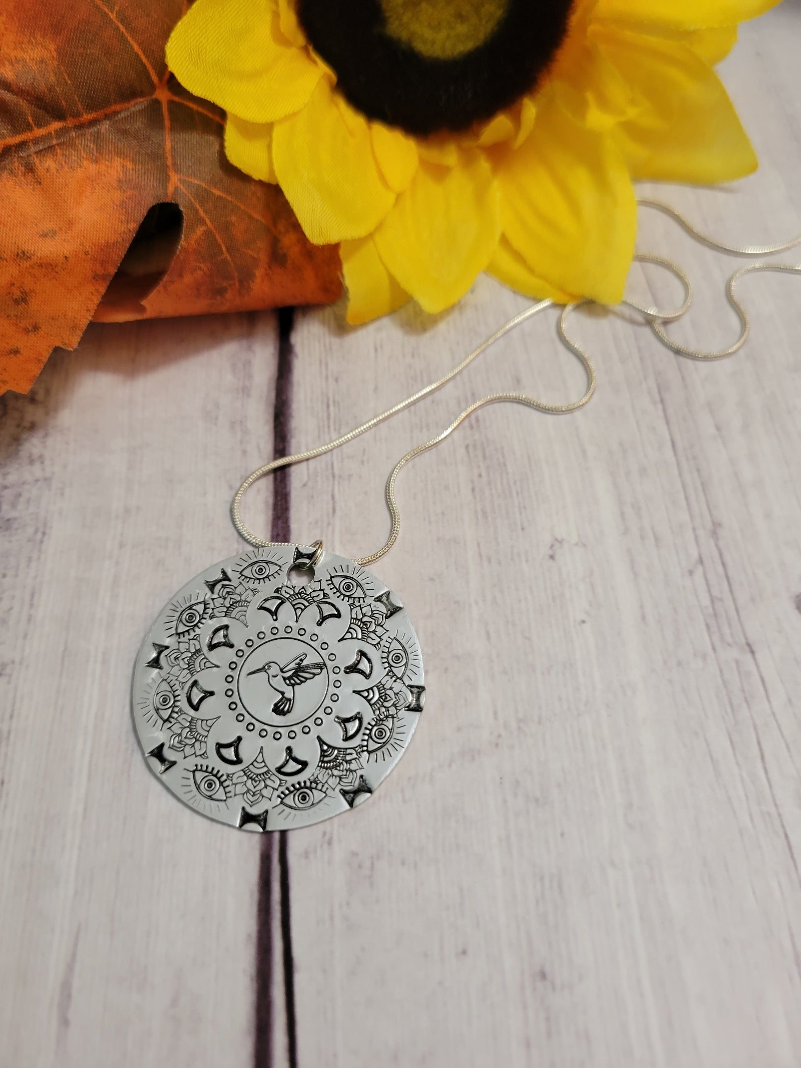 Hummingbird Mandala - Silver Country Craft Barn Necklace (#556)
