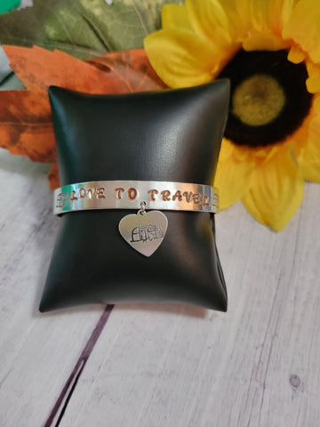 Love to Travel - Camper - Brown/Silver - Country Craft Barn Cuff Bracelet (#347)