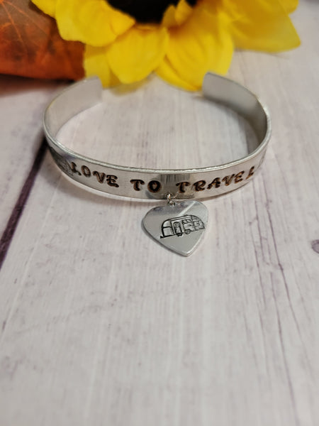 Love to Travel - Camper - Brown/Silver - Country Craft Barn Cuff Bracelet (#347)