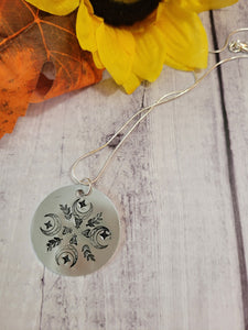 Fancy Moon Mandala- Silver  Country Craft Barn Necklace (#561)