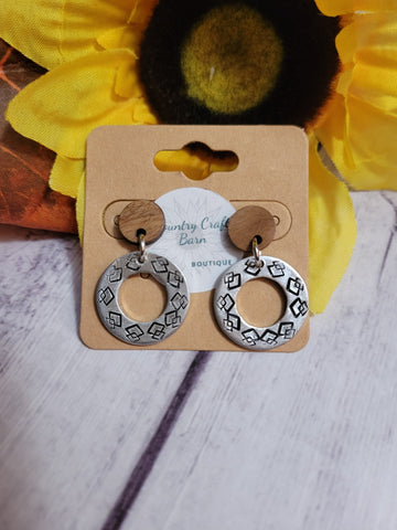 Square Stamped - Brown Country Craft Barn Earrings (#151)