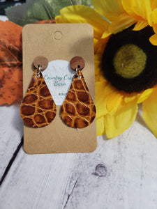 Gator Print - Brown Country Craft Barn Earrings (#160)