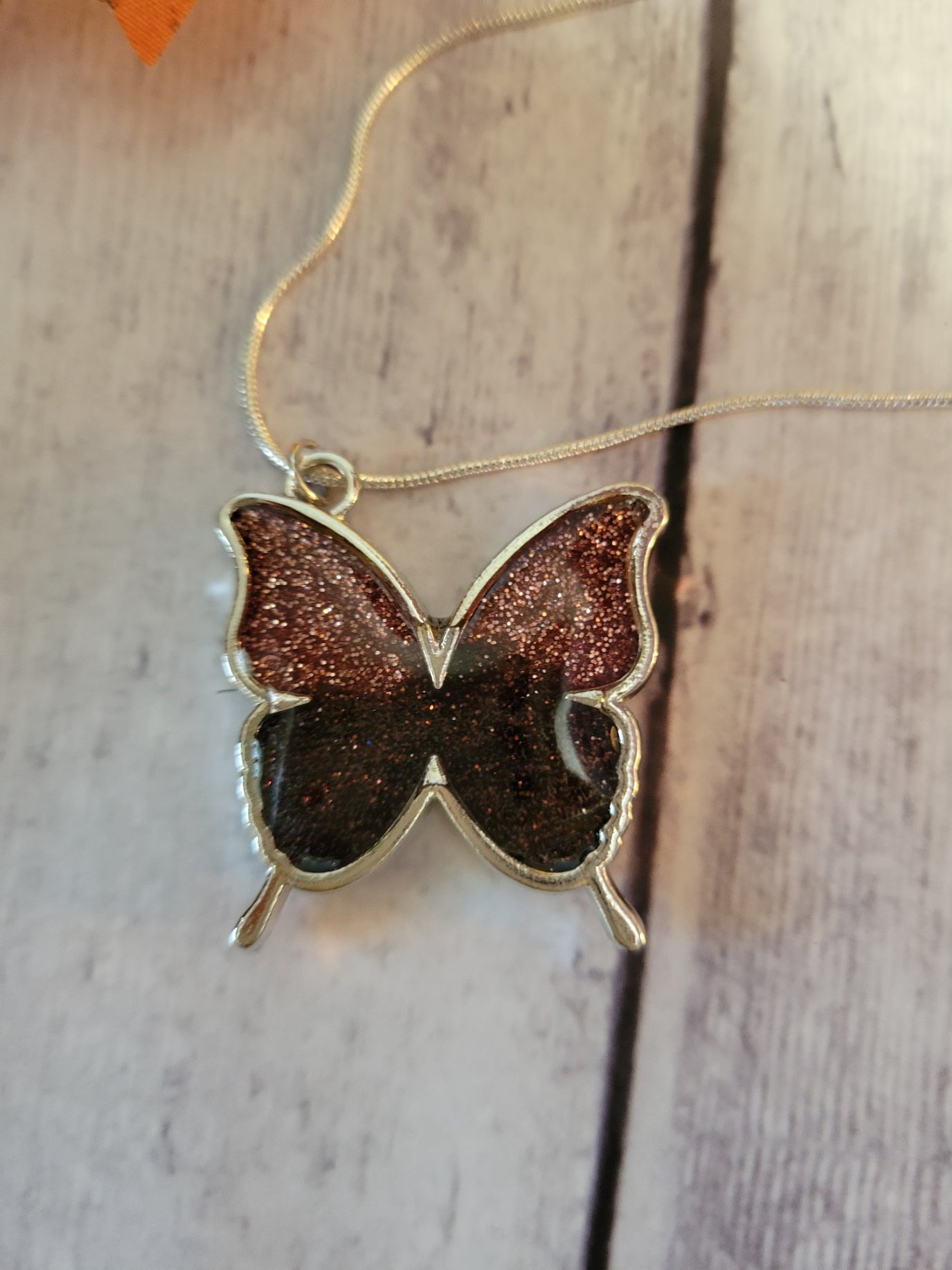 Bi-Color Butterfly - Rose Gold/Dark Horse - Country Craft Barn Necklace (#564)