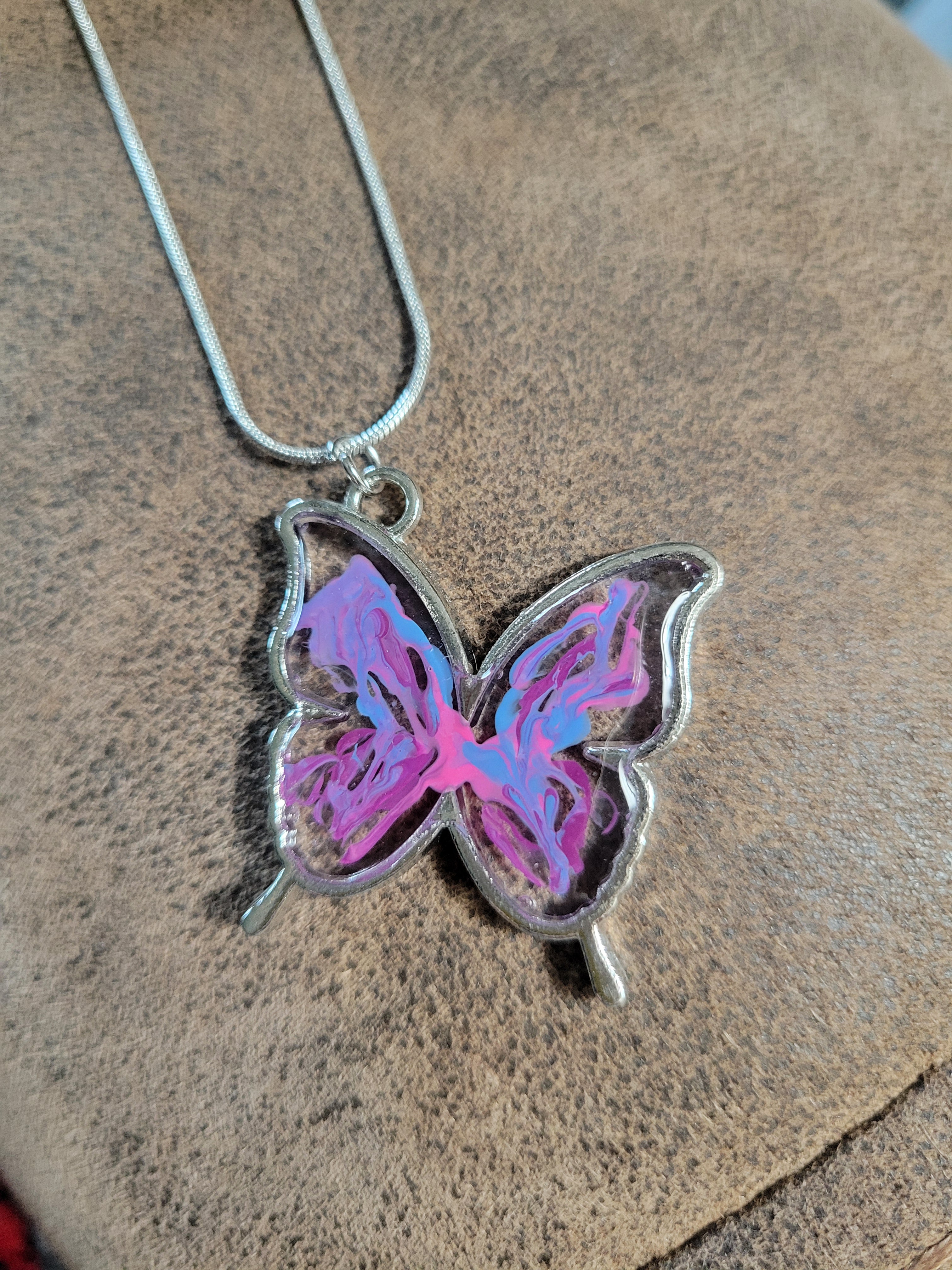Tie Dye Butterfly - Purple Country Craft Barn Necklace (#501)