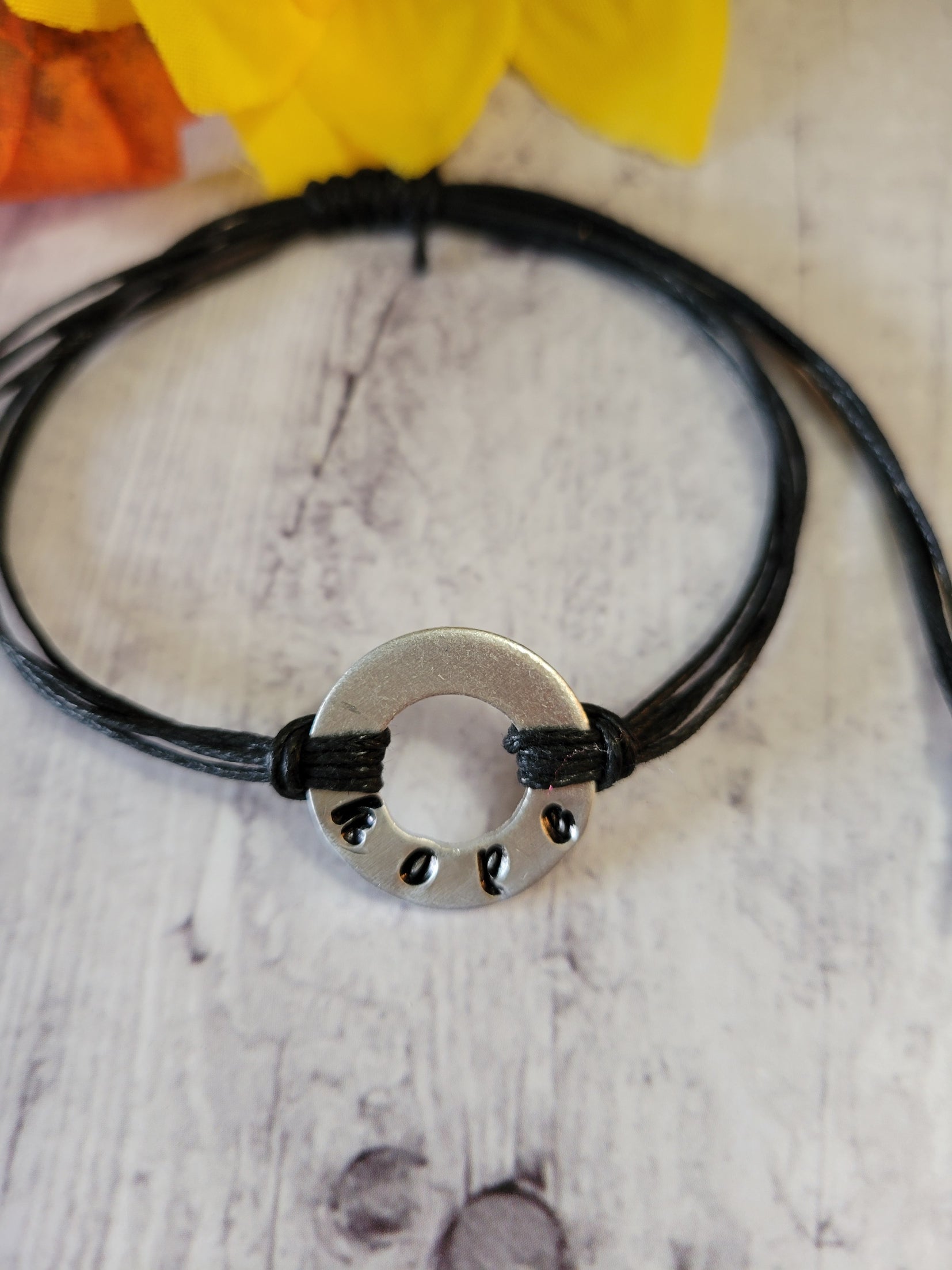 Hope (Lower Case) Cinch Pull Urban Black Country Craft Barn Bracelet (#1701)