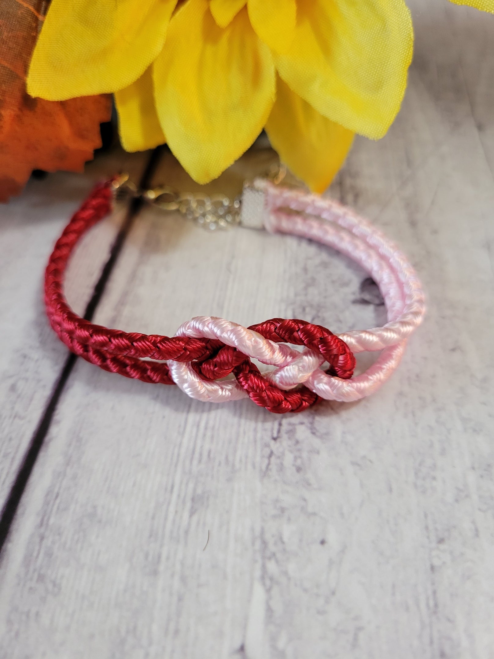 Josephine Knot BoHo Red/Pink Cording Country Craft Barn Bracelet