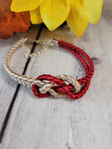 Josephine Knot BoHo Red/Desert Sand Cording Country Craft Barn Bracelet (#359)
