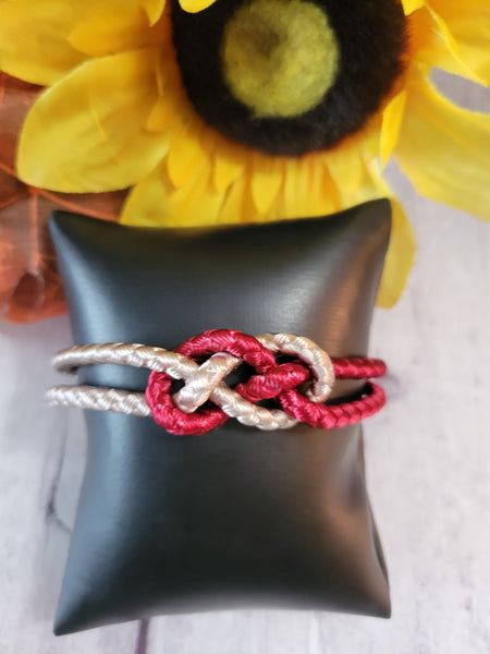 Josephine Knot BoHo Red/Desert Sand Cording Country Craft Barn Bracelet (#359)