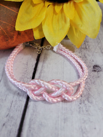 Josephine Knot BoHo Pink Cording Country Craft Barn Bracelet (#357)