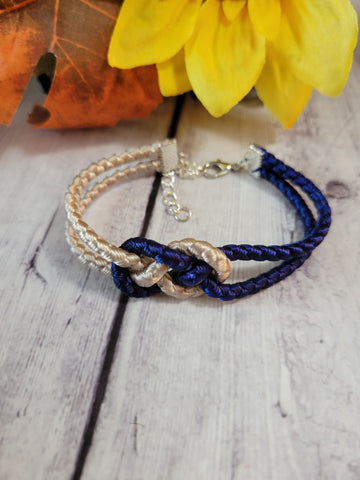 Josephine Knot BoHo Blue/Desert Sand Cording Country Craft Barn Bracelet (#355)
