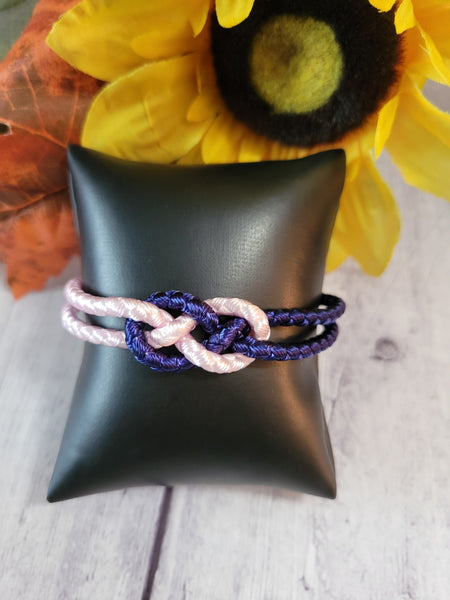 Josephine Knot BoHo Blue/Pink Cording Country Craft Barn Bracelet (#354)