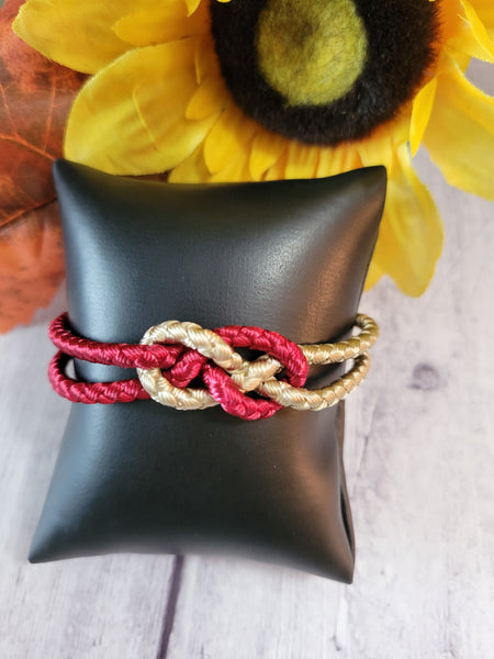 Josephine Knot BoHo Red/Khaki Cording Country Craft Barn Bracelet (#351)