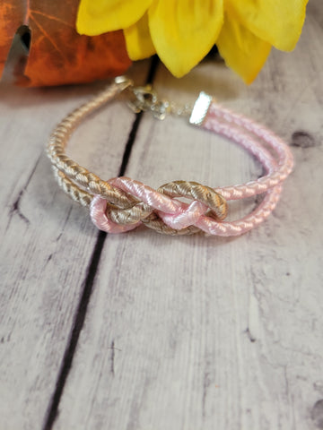 Josephine Knot BoHo Desert Sand/Pink Cording Country Craft Barn Bracelet (#350)