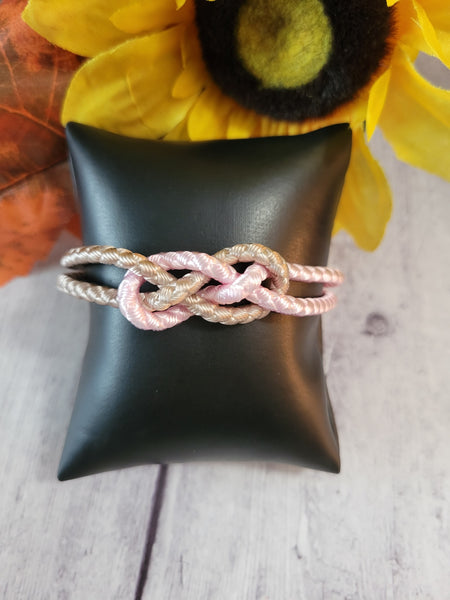 Josephine Knot BoHo Desert Sand/Pink Cording Country Craft Barn Bracelet (#350)