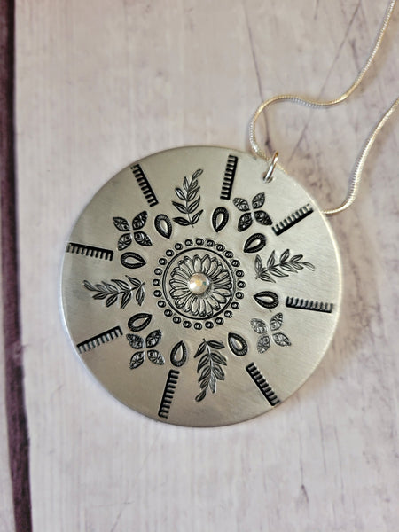 April Flower Mandala - White Country Craft Barn Necklace (#569)