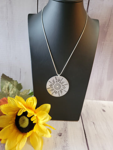 April Flower Mandala - White Country Craft Barn Necklace (#569)