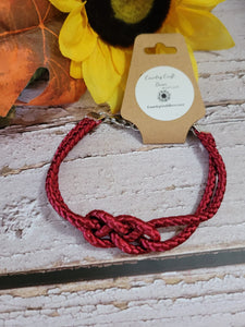 Josephine Knot BoHo Red Cording Country Craft Barn Bracelet (#363)