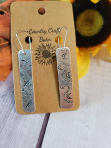 Feather and Moon Vibes - Black Country Craft Barn Earrings (#168)