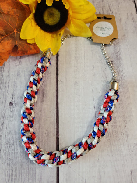 Patriotic Braid - Multi Country Craft Barn Necklace (#576)