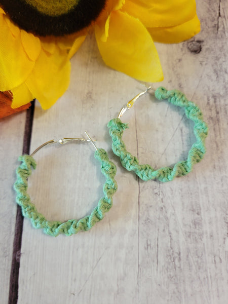 Macrame Twist - Light Green Country Craft Barn Earrings (#167)